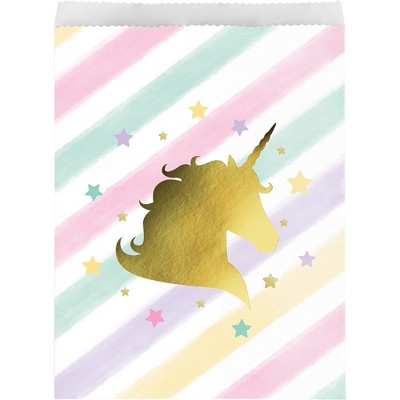 10ct Unicorn Sparkle Print Paper Treat Bags