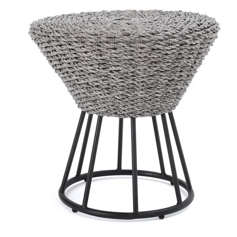 Crete Round Wicker Side Table Gray Christopher Knight Home Target