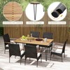 Costway 7 PCS Patio Dining Set with Acacia Wood Dining Table Rattan Armchairs Soft Cushions - 4 of 4