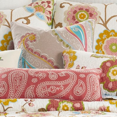 Ashbury Spring Embroidered Square Cotton Pillow