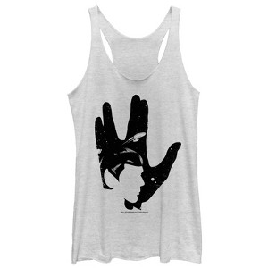 Women's Star Trek: The Original Series Vulcan Salute Spock Profile Racerback Tank Top - 1 of 3