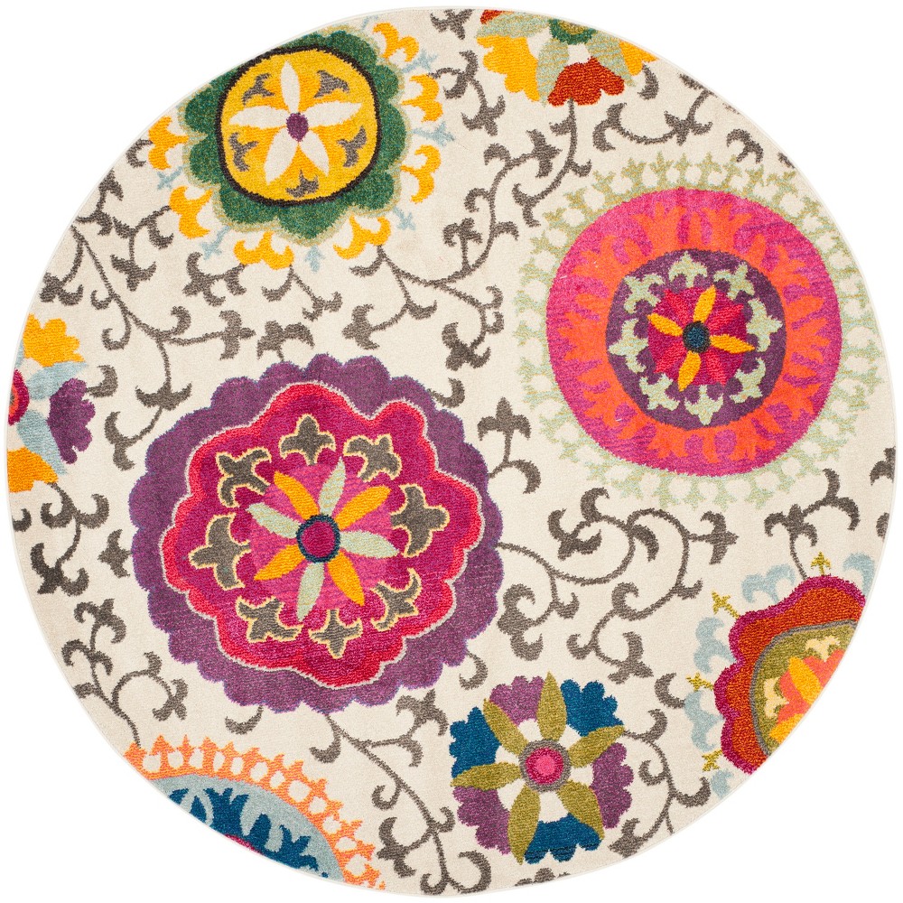 Floral Loomed Round Area Rug 5' - Safavieh