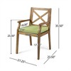 SKRAN Outdoor Acacia Wood Dining Chair, Set of 2 with 2 Polyester Cushions for Backyard, Poolside and Garden (Green,Teak) - 3 of 4