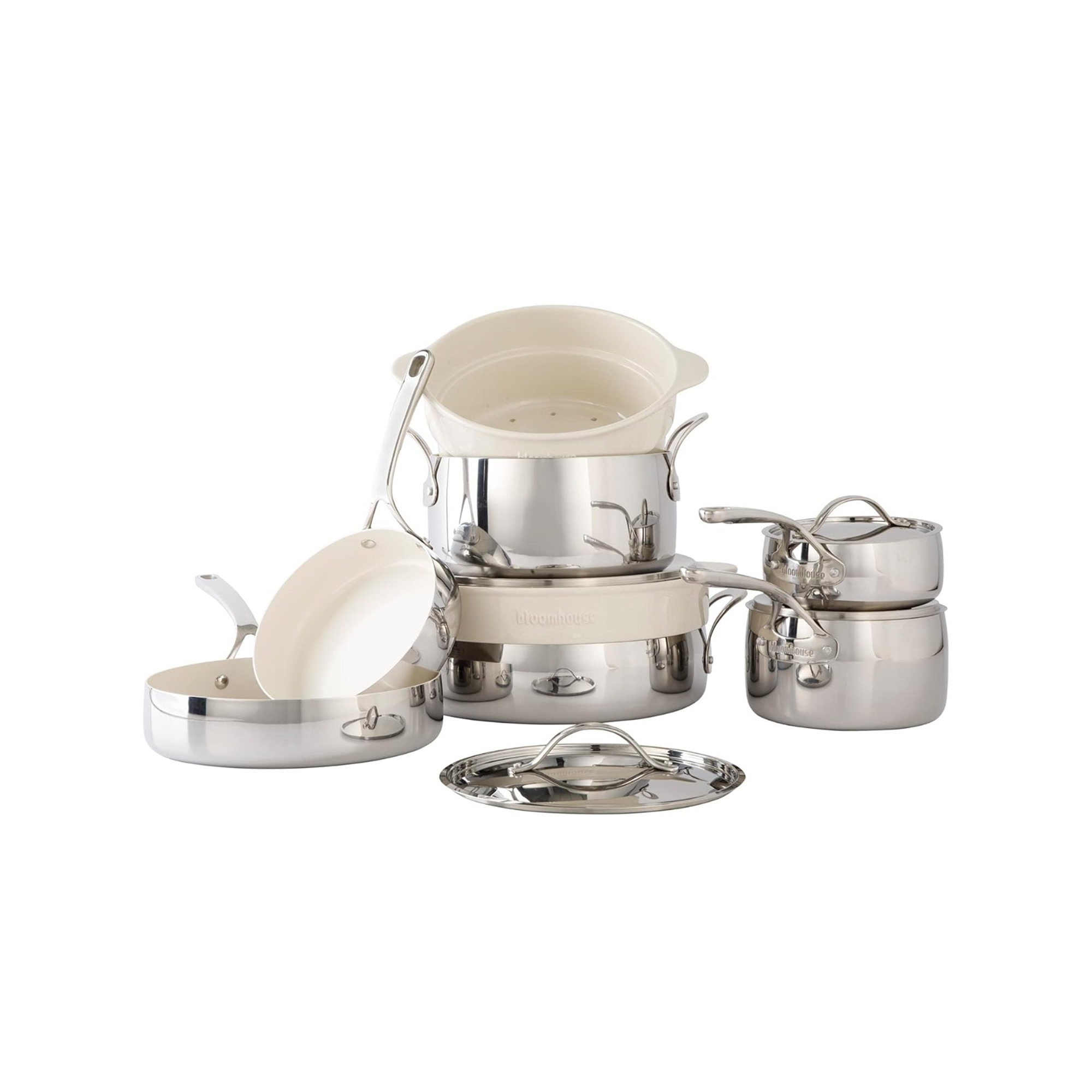 Bloomhouse 12 Piece Triply Stainless Steel Pots and Pans Cookware Set