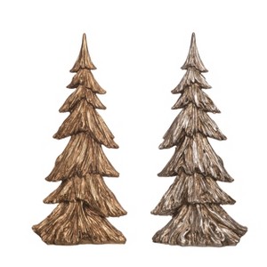 Transpac Metallic Tree Decor Set of 2 Gold Decorative Sculptures for Christmas Tabletop Indoor Use Elegant Holiday Gifts - 1 of 1