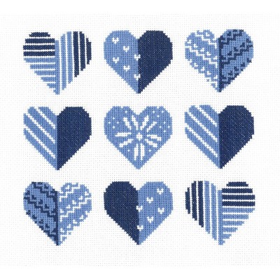 Vervaco Counted Cross Stitch Kit 9.2"X8.4"-Hearts (14 Count)