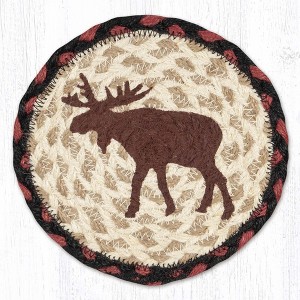 Earth Rugs Moose Round Jute Coaster Large 7" Rustic Home Accent - 1 of 3