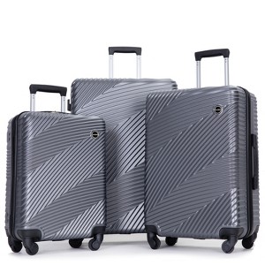 Wooakway 3 Piece Luggage Sets PC+ABS Lightweight Suitcase with Two Hooks, Spinner Wheels - 1 of 4