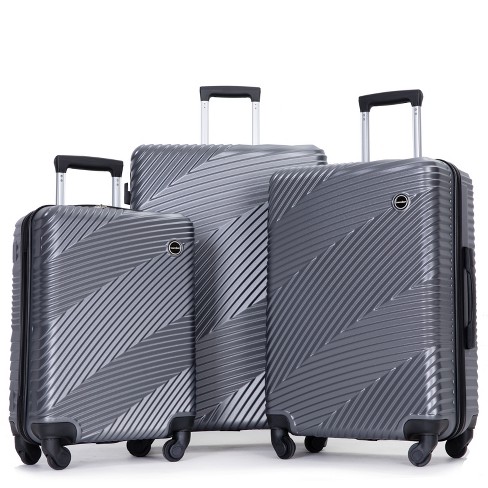 3pcs Luggage Set 20 24 28 Inch Pc abs Lightweight Suitcase With Two Hooks Spinner Wheels 4s Gray modernluxe Target