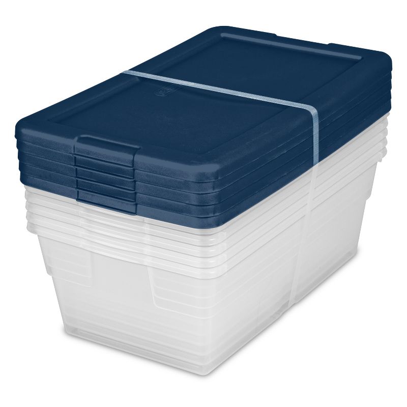 Sterilite Stackable 6 Quart Clear Home Storage Box with Handles and Blue Lid for Efficient, Space Saving Household Storage and Organization (30 Pack), 4 of 7