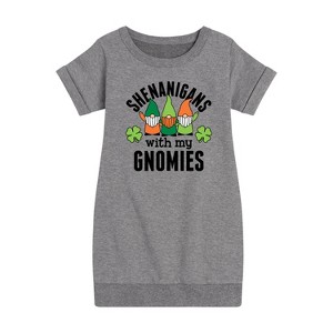 - Instant Message - St. Patrick's Day Shenanigans with my Gnomies Graphic Short Sleeve Fleece Dress - 1 of 4