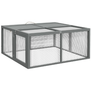 PawHut Rabbit Hutch, Folding Portable Wooden Bunny Cage with Openable ...