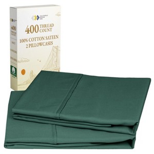 Set of 2 Pillowcases - 400 Thread Count, 100% Cotton Sateen, Soft, Cooling and Breathable by California Design Den - 1 of 4