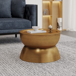 Modern Unique Coffee Tables Metal End Tables Round Hammered Small Coffee Table Target Hourglass Accent Table For Living Room-Cuddlewood - 1 of 4