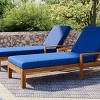 Modern Outdoor Patio Chaise Lounge,Fabric Cushion Reclining Patio Garden Chair,Acacia Wooden Chaise Lounge with Adjustable Backrest-Coolbibila - 2 of 4
