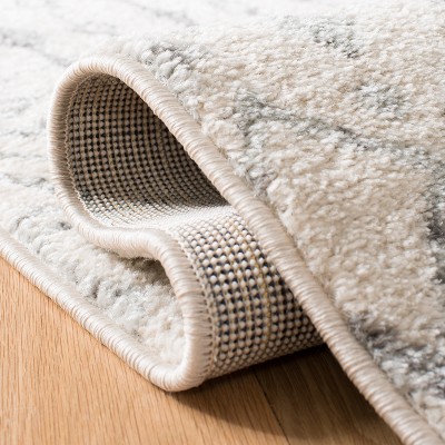 Ivory and Grey Rectangular Hand-knotted Synthetic Area Rug