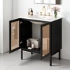 30" Bathroom Vanity with Handmade Rattan Doors, Ceramic Sink, Soft-Close Doors,Free-Standing Vanity - 3 of 4