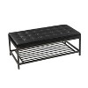 Alex Leather rectangle tufted coffee table with metal base| ARTFUL LIVINIG DESIGN - 4 of 4