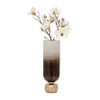 Modern Glass Metal Pillar Candle Holder with Accents, Elegant Ombre Finish, Decorative Home & Office Accent - 3 of 4