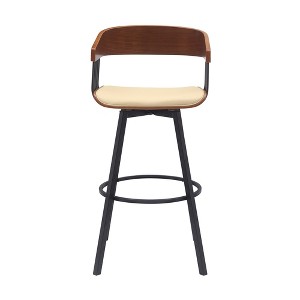 HomeRoots 31" Cream and Black Faux Leather with Metal Swivel Bar Height Bar Chair - 1 of 4