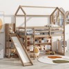 CAVINAS Twin over Twin Bunk Bed House Shaped Wooden Bed Frame with Slide and Storage Stair for Bedroom - 2 of 4