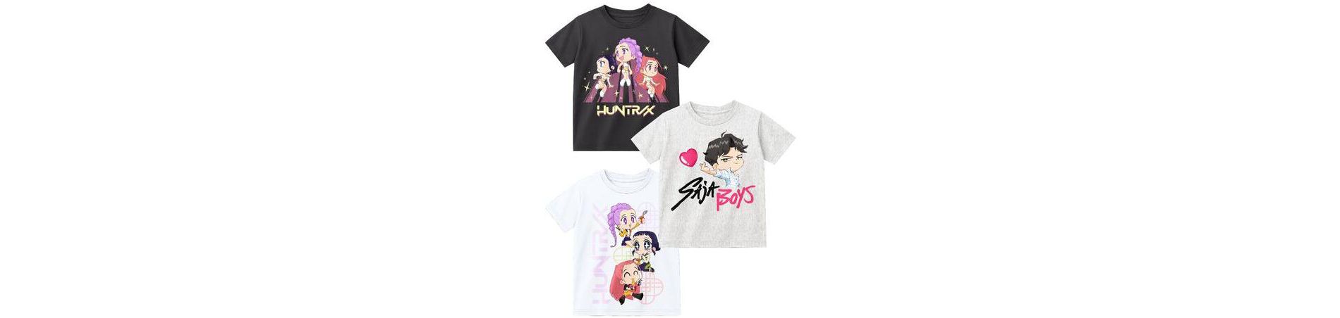 KPop Demon Hunters Chibi Huntrix and Saja Boys Boy's 3-Pack Crew Neck Short Sleeve T-shirt