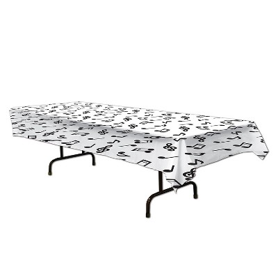 Beistle 54" x 108" Musical Notes Tablecover Black/White 2/Pack 57927