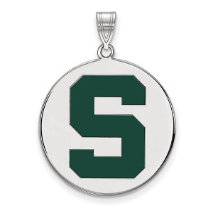 Black Bow Jewelry Sterling Silver Michigan State Spartans NCAA Extra Large Pendant - 1 of 3