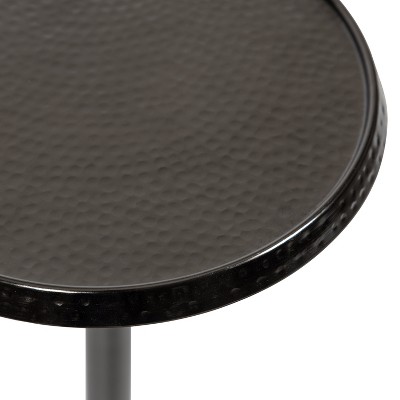 Sanzo Pewter Handcrafted Metal Pedestal Side Table