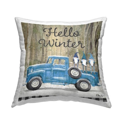 Stupell Industries Hello Winter Tartan Blue Gnomes Truck
