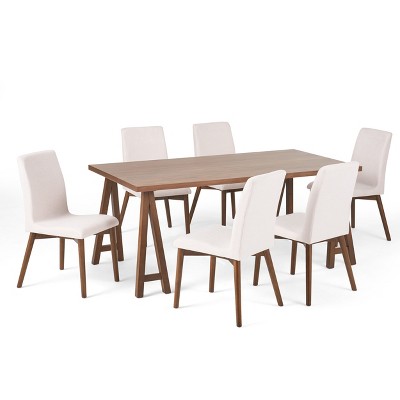 Christopher Knight Home Orrin 7 Pieces Mid Century Modern Upholstered Wood Dining Set