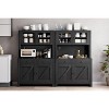 Farmhouse Pantry Cabinet, Kitchen Pantry Storage Cabinet with Microwave Stand, Rustic Buffet Sideboard with Sliding Door, Freestanding Cupboard - 3 of 4