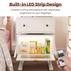 RoyalCraft Nightstand with LED Light Strips, End Table Set with Rotating Drawer and Glass Door Storage for Bedroom or Home Office, Set of 2, White - 3 of 4