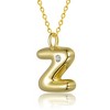 Kids' 14K gold plated necklace with white swarovski crystal initial pendant in bubble letter design - 3 of 3