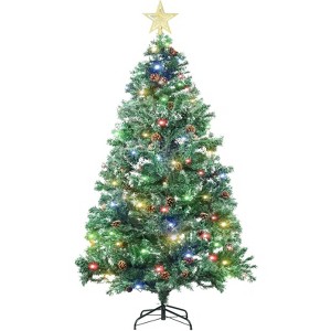 6.5ft Pre-Lit Artificial Christmas Tree with 350 Multi-Color Lights & 80 Pinecones Christmas Trees with 1000 Branch Tips - 1 of 4