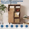 4 Tier Mid-Century Small Bookcase with Legs, Freestanding Wood Short Bookshelf with Door - 4 of 4