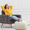 Cheer Collection 18" Round Cable Knit Pouf Ottoman - 2 of 4