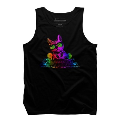 Men's Design By Humans Cool Cat DJ By clingcling Tank Top