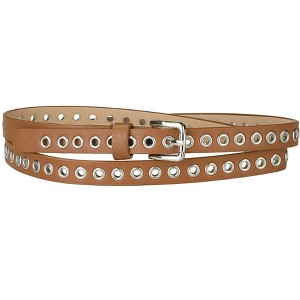 Allegra K Women's Belt PU Leather Skinny Plus Size Punk Rock Style Grommet Waist Belts - 1 of 4