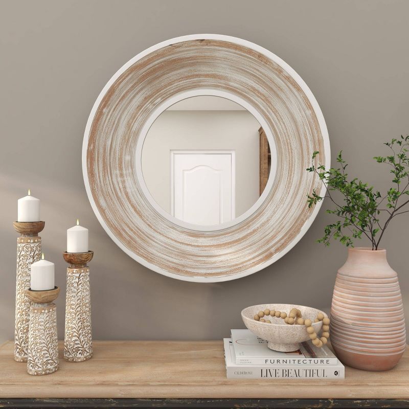 35&#34;x35&#34; Wooden Wall Mirror with White Wash Effect Cream - Olivia &#38; May, 4 of 17