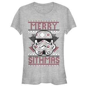 Juniors Womens Star Wars Christmas Merry Sithmas T-Shirt - 1 of 3