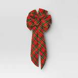 Holiday Plaid Fabric Decorative Christmas Bow Red/Green - Wondershop™