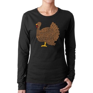 LA Pop Art Thanksgiving - Women's Word Art Long Sleeve T-Shirt - 1 of 4