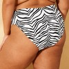 Women's Textured Mid-Rise High Leg Cheeky Bikini Bottom - Wild Fable™ Black/White Zebra Print - 2 of 3