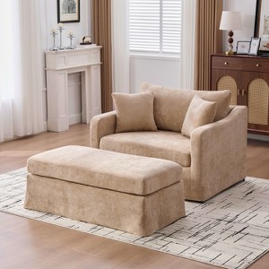 Hrinhom Accent Chair Set,Chenille Accent Armchair And Storage Ottoman - 1 of 4