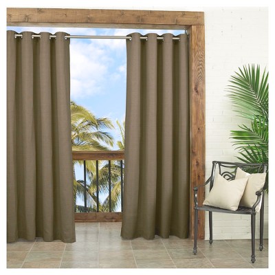 84"x52" Key Largo Solid Indoor/Outdoor Curtain Panel Dark Taupe - Waverly Sun N Shade