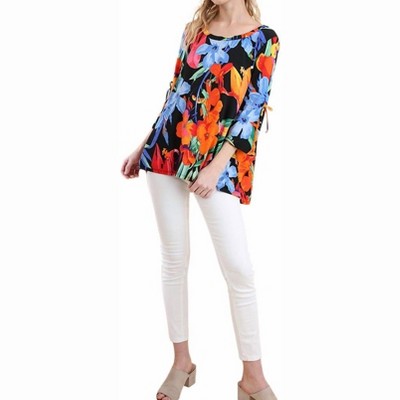 Women's Floral Cutout Shoulder Top - umgee
