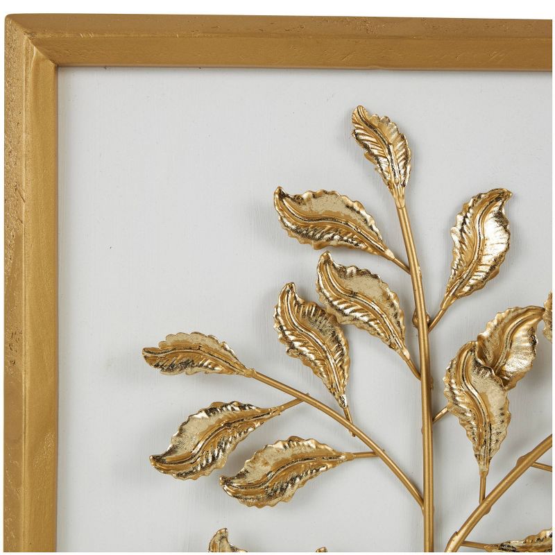 Set of 2 Wood Leaf 3D Wall Decors with Beveled Frame Gold - Olivia &#38; May, 3 of 12