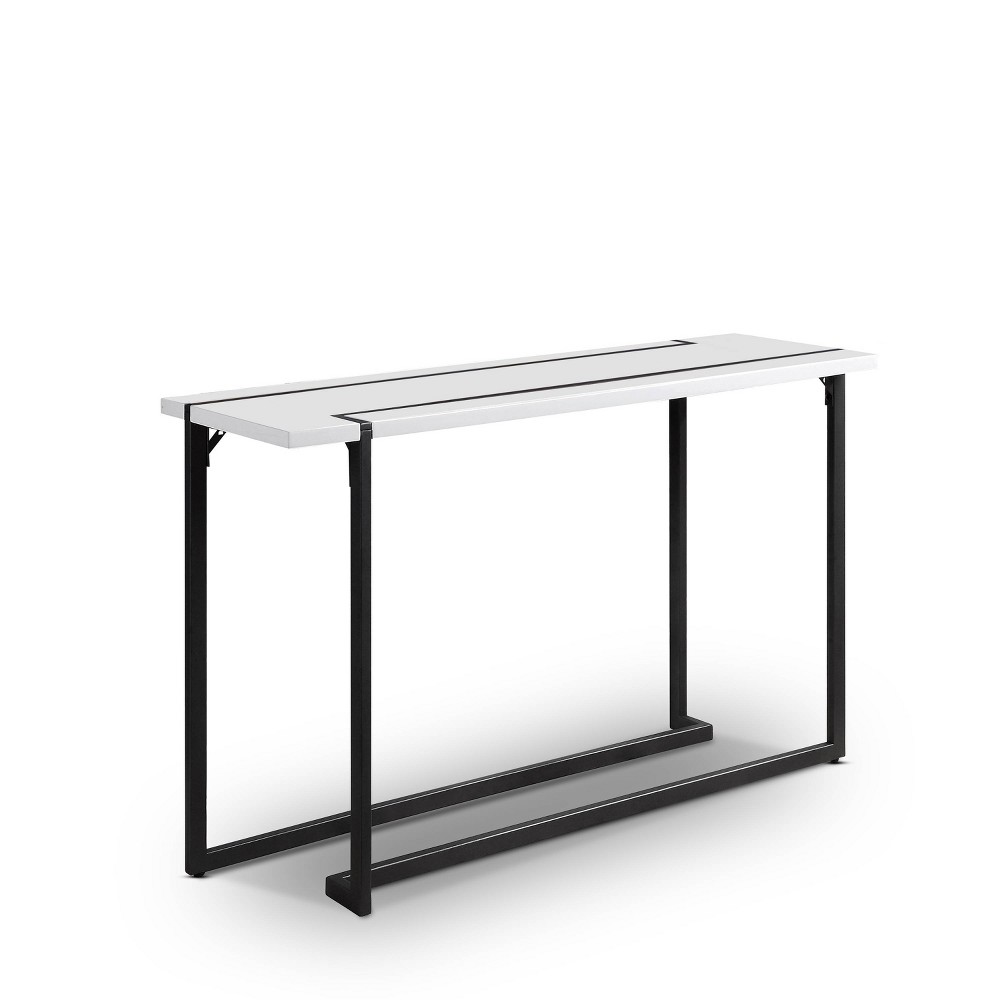 Syrex Rectangle Sofa Table White/Gun Metal - miBasics