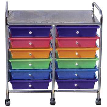 Mobile Organizer, 12 Drawers, 25 x 26 x 15-1/4 Inches, Multiple Colors